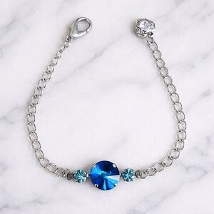 Blue Crystals & Silver Chain Bracelet, Hand Crafted